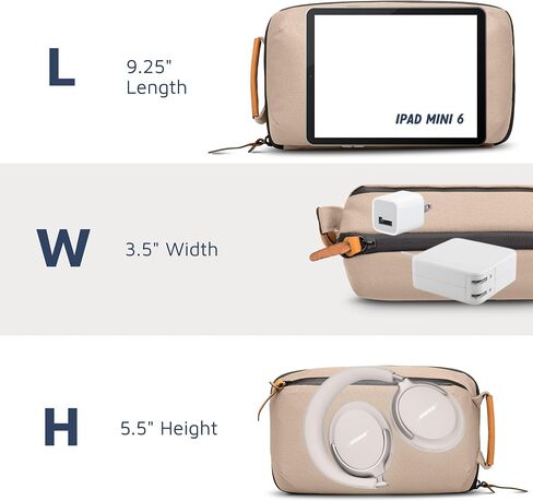 TRIPPED Travel Gear Tech Bag Organizer - Small Electronics Organizer Pouch for Travel - Premium Travel Case with Leather Accents - Mesh Pocket for Cables, Cords and Chargers in Saudi Arabia