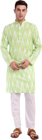 SKAVIJ Men's Cotton Kurta Pajama Set Indian Ethnic Henley Shirt Long Sleeve and Casual Pants Yoga Outfits in Saudi Arabia
