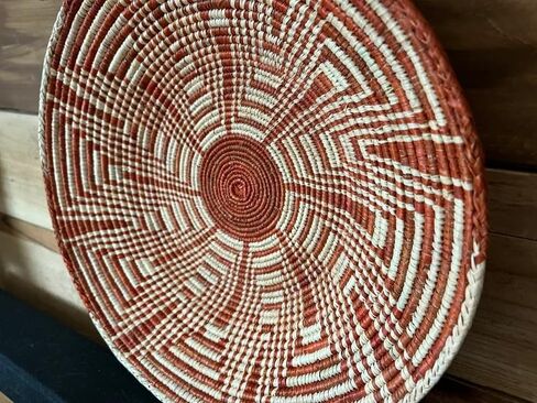 سلة حائط منسوجة من النخيل الطبيعي، لوحة جدارية معلقة لديكور المنزل، هدية الانتقال لمنزل جديد، ديكورات منسوجة جنوب غرب للحائط، هدايا مصنوعة يدويًا in Kuwait