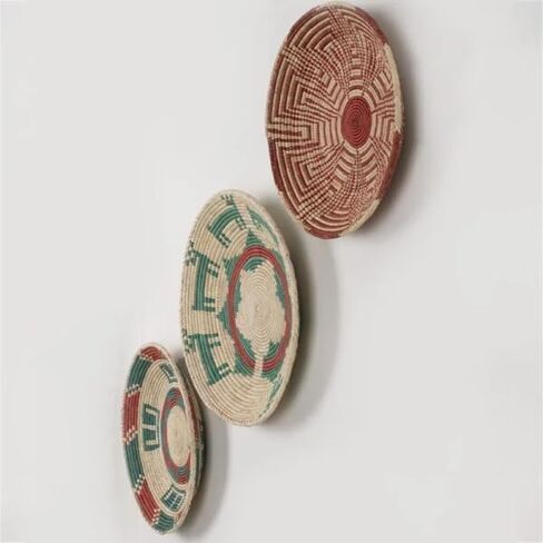 سلة حائط منسوجة من النخيل الطبيعي، لوحة جدارية معلقة لديكور المنزل، هدية الانتقال لمنزل جديد، ديكورات منسوجة جنوب غرب للحائط، هدايا مصنوعة يدويًا in Kuwait