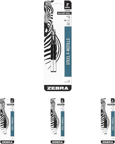 Zebra Pen F-Series Ballpoint Stainless Steel Pen Refill, Bold Point, 1.6mm, Black Ink, 2-Count in Saudi Arabia