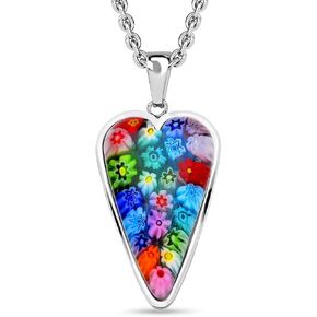 SHOP LC Glass Stainless Steel Heart Pendant Cross Necklace for Women Jewelry Gifts 20" Birthday Gifts for Women