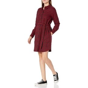 Goodthreads Women's Brushed Flannel Relaxed-Fit Belted Shirt Dress