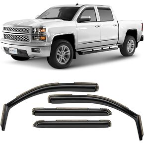 CLIM ART in-Channel Incredibly Durable Rain Guards for Chevrolet (Chevy) Silverado/GMC Sierra 2014-2018 Crew Cab, Truck Accessories, Vent Window Visors, Original Window Deflectors, 4pcs - 614224