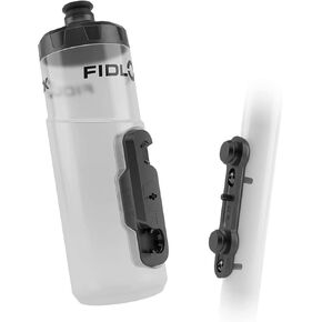 FIDLOCK Twist Bottle 600 & Uni Base Set - Bike Water Bottle Holder with No Screws & Attached Bottle - Cage Free Magnetic Rack, Dishwasher Safe - Smoke