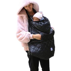 7AM Enfant Baby Carrier Cover - K-Poncho Universal Winter Ultra Soft Plush Lining, Multifunction Stroller & Car Seat Blanket Cover, Water Repellent Bunting Bag for Cold Weather | Print Ash Oak Stars