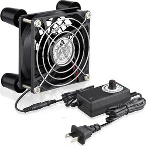 GDSTIME 120mm Waterproof Fan with Speed Controller, IP67 12V Computer Fan with AC Plug, 110V 120V 220V AC Powered Ventilation Exhaust Fan for Receiver Terrarium Biltong Box Grow Tent Cabinet Cooling