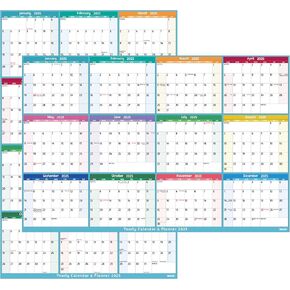 2024-2025 Dry Erase Calendar – Large Yearly Wall calendar, 38.2'' x 25.2'', 2-Side Reversible, Vertical/Horizontal, Jul 2024 – Jun 2025, Stickers