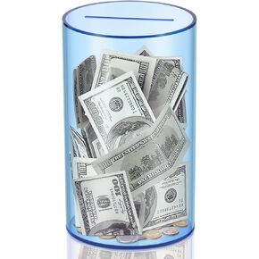 hizgo Adult Piggy Bank, Acrylic Clear Piggy Bank for Adults/Kids Must Break to Open, Unopenable Saving Box (Large Size, 7.9-inch)