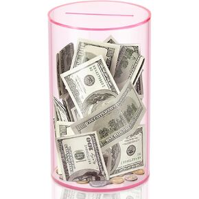 hizgo Adult Piggy Bank, Acrylic Clear Piggy Bank for Adults/Kids Must Break to Open, Unopenable Saving Box (Large Size, 7.9-inch)