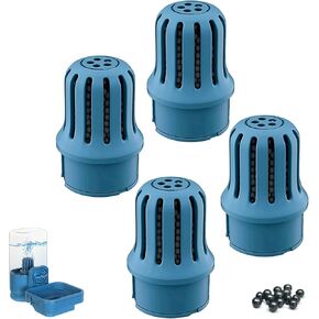 Small Animals Water Bottle Dispenser for Crate, Water Bottle Bowl with Filter for Cage, Anti-Overflow Gravity Water Bowl for Guinea Pigs, Rabbits, Ferrets, Dogs, Cats, BPA Free, 26oz, Blue