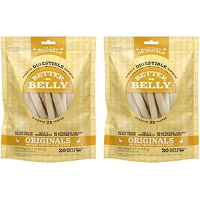 Better Belly Proteins with Real Venison Small Rolls 6 Count, Digestible Rawhide for Dogs, 4.2 OZ
