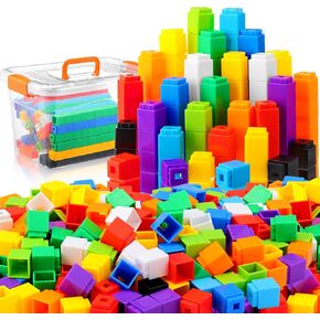 Jenaai 500 Pieces Linking Cubes with Storage Container Counting Cubes, Plastic Counting Blocks, Colorful Math Cubes, Math Manipulatives Classroom Learning Supplies for Preschool Educational Toys