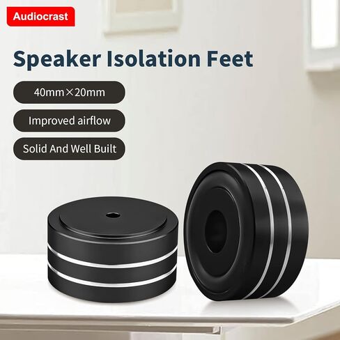 Audiocrast 4X Silver HiFi Speaker Isolation Feet Pad, Aluminum 40x20mm Audio Stand Feet Amplifier Shock Absorber Non-Slip Hi-End Vibration Dampener Floor Protector for Subwoofer DAC CD Turntable Amp in Kuwait