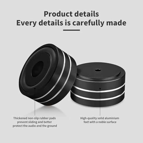 Audiocrast 4X Silver HiFi Speaker Isolation Feet Pad, Aluminum 40x20mm Audio Stand Feet Amplifier Shock Absorber Non-Slip Hi-End Vibration Dampener Floor Protector for Subwoofer DAC CD Turntable Amp in Kuwait