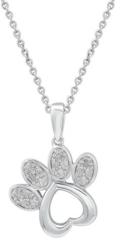 Sterling Silver 1/10cttw Natural Round-Cut Diamond (J-K Color, I2-I3 Clarity) Elephant Pendant-Necklace,18" in Kuwait