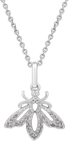 Sterling Silver 1/10cttw Natural Round-Cut Diamond (J-K Color, I2-I3 Clarity) Elephant Pendant-Necklace,18" in Kuwait