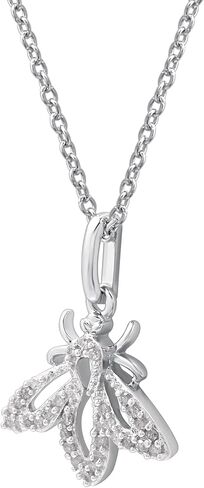 Sterling Silver 1/10cttw Natural Round-Cut Diamond (J-K Color, I2-I3 Clarity) Elephant Pendant-Necklace,18" in Kuwait