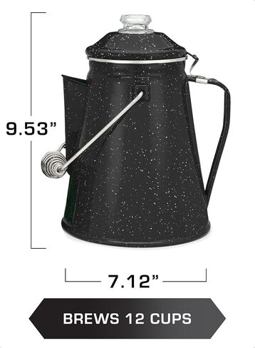 COLETTI Classic Percolator Coffee Pot & Enamel Mug Set — Camping Coffee Pot, Enamel Coffee Mug – Complete Nostalgic Bundle – German Imported Enamel Powder [Blue, 12 Cup] [12 oz, Set of 4] in Saudi Arabia