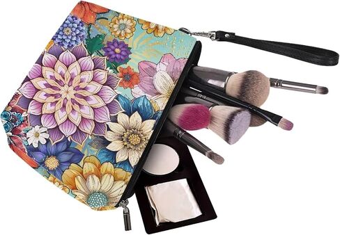 Cozeyat Blue Butterflies Cosmetic Bag Butterflies Gifts PU Leather Makeup Pouch Waterproof Toiletry Pouch for Women Girls in Kuwait