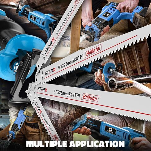 Cordless Reciprocating Saw for DeWalt 20V Max, Brushless Motor Variable Speed, Tool-Free Blade Change, Cerycose Reciprocating saw with LED Light,4 Saw Blades for Metal Wood PVC Cutting, No Battery in Saudi Arabia