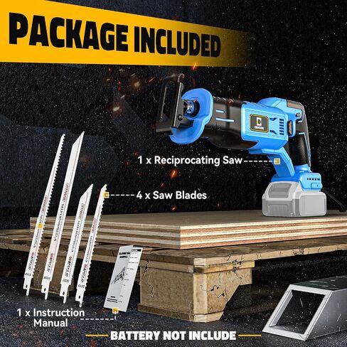 Cordless Reciprocating Saw for DeWalt 20V Max, Brushless Motor Variable Speed, Tool-Free Blade Change, Cerycose Reciprocating saw with LED Light,4 Saw Blades for Metal Wood PVC Cutting, No Battery in Saudi Arabia