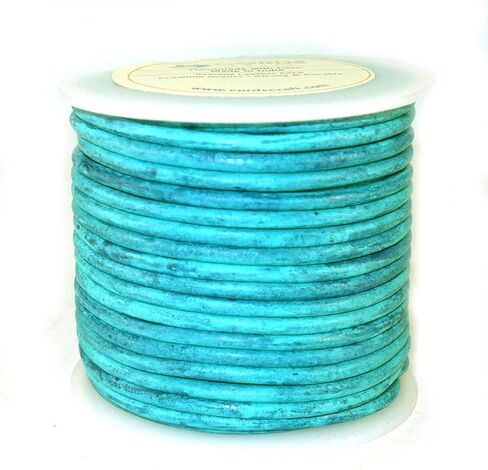 1mm Round Leather Cord for Jewelry Making, Genuine Leather String Cording, Bracelets, Necklaces, Beading and Hobby Project, Pendent, DIY Craft, Roll of 21.87 Yards, Vintage, (Medium Brown) in Kuwait