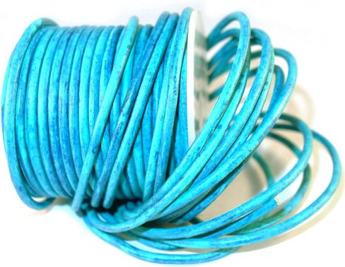 1mm Round Leather Cord for Jewelry Making, Genuine Leather String Cording, Bracelets, Necklaces, Beading and Hobby Project, Pendent, DIY Craft, Roll of 21.87 Yards, Vintage, (Medium Brown) in Kuwait