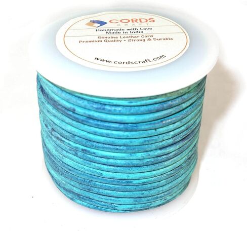 1mm Round Leather Cord for Jewelry Making, Genuine Leather String Cording, Bracelets, Necklaces, Beading and Hobby Project, Pendent, DIY Craft, Roll of 21.87 Yards, Vintage, (Medium Brown) in Kuwait