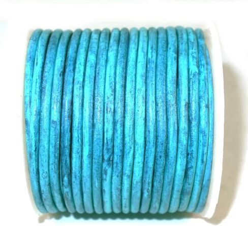 1mm Round Leather Cord for Jewelry Making, Genuine Leather String Cording, Bracelets, Necklaces, Beading and Hobby Project, Pendent, DIY Craft, Roll of 21.87 Yards, Vintage, (Medium Brown) in Kuwait