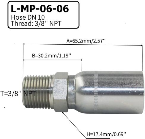 (10-PCS) L-MP-08-08 1/2'' ID Hose x 1/2'' NPT Male Hydraulic Hose End Crimp Fitting Hydraulic Hose Fitting in Saudi Arabia