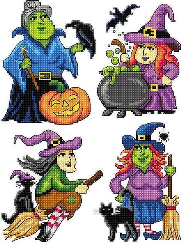 Counted Cross-Stitch Kit on Plastic Canvas with Halloween Patterns. 3 Allhallows Eve Ornaments Different Dimensions 111CS. Superb for Craft & Embroidery Amateurs in Kuwait