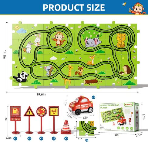 Bennol Toddler Toys Gifts for 2 3 4 5 Year Old Boys, 56 PCS Jigsaw Puzzle Race Track Car Set Toys for Kids Boys Toddlers 1-3 2-4 3-5 4-6, Puzzle Tracks Car Toys Gifts for 2 3 4 5 Year Old Boys Kids in Kuwait