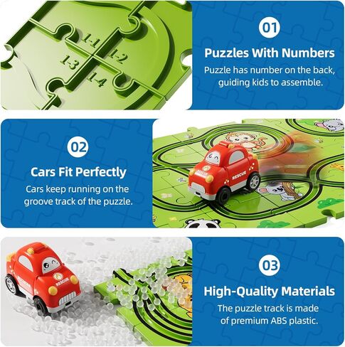 Bennol Toddler Toys Gifts for 2 3 4 5 Year Old Boys, 56 PCS Jigsaw Puzzle Race Track Car Set Toys for Kids Boys Toddlers 1-3 2-4 3-5 4-6, Puzzle Tracks Car Toys Gifts for 2 3 4 5 Year Old Boys Kids in Kuwait