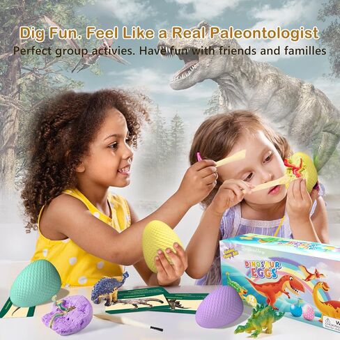 بيض الديناصورات حفر عدة اللعب - 12 دينو الحفريات البيض عدة ث لعب حصيرة للأطفال عيد الفصح حزب صالح سلة الحشو لعبة عيد الميلاد هدية عيد ميلاد للبنين الفتيات سن 3 4 5 6 7 8 9 10 + سنوات من العمر in Kuwait