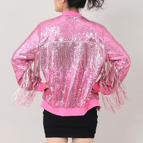 CHENBAO سترة مطرزة بالترتر للنساء سباركلي بومبر اسكواش عصري لامع معطف السيدات بريق حفلة عيد ميلاد عطلة الملابس in Kuwait