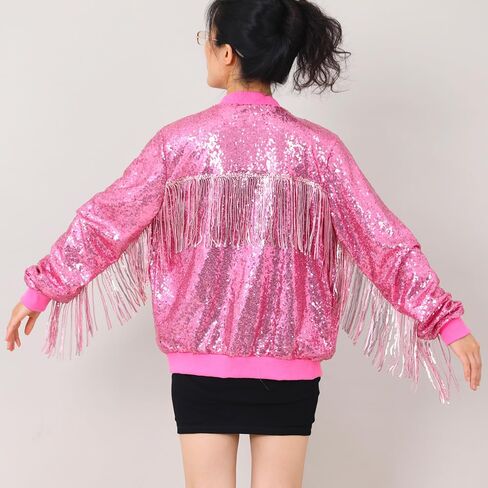 CHENBAO سترة مطرزة بالترتر للنساء سباركلي بومبر اسكواش عصري لامع معطف السيدات بريق حفلة عيد ميلاد عطلة الملابس in Kuwait