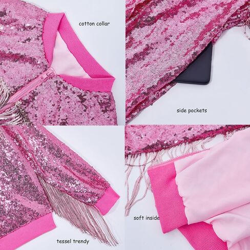 CHENBAO سترة مطرزة بالترتر للنساء سباركلي بومبر اسكواش عصري لامع معطف السيدات بريق حفلة عيد ميلاد عطلة الملابس in Kuwait