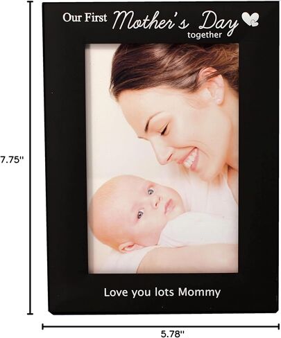 إطار صور هدية عيد الأم من LEADEX لعيد الأم الأول معًا، معدن أسود منقوش مقاس 4 × 6 بوصة (أفقي 4 × 6 بوصة) in Kuwait
