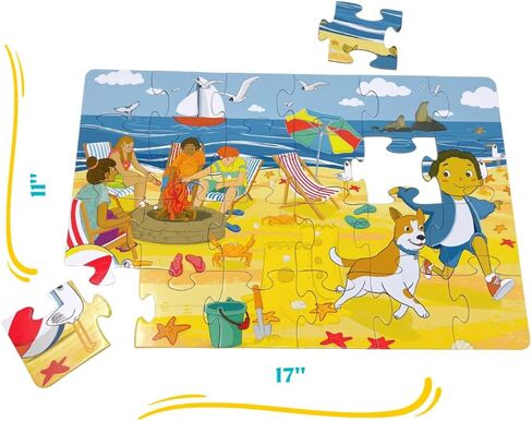 Upbounders Little Likes Kids - Splash Park Jumbo Puzzle, 48 Pieces, Beginner Jigsaw Floor Puzzle with Multicultural Family Children Preschoolers at Play, Age 4-8 in Saudi Arabia