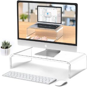 Beimu Acrylic Monitor Stand Riser Clear Laptop Stand for Desk Acrylic Monitor Riser for Desk Accessories Aesthetic Laptop Riser Clear Computer Stand White Office Supplies for Women Essentials