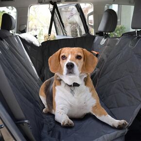 ASHLEY MADDEN Premium Back Seat Extender | Dog Car Seat Cover for Back Seat | 100% Waterproof | Heavy Duty Nonslip | Pet Seat Cover with Mesh Window & Storage | Pet Bed for Car SUV Truck