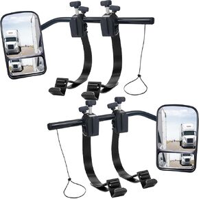 HomeyHoney Mirror Extenders For Towing, 360° Adjustable Tow Mirrors with Sturdy Iron Bracket Clap, for Motorhome SUV RV Trailer Van Trucks, Black, Pair (Left+Right)