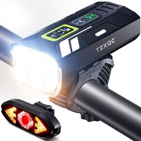 Bright 10000 Lumen Bicycle Headlight & Rear Taillight Set - Powerful 6 Bead LED Projects 888ft, 60hr 10,000mA Battery Charges Phone, Rugged Aluminum Alloy, Lightweight, Waterproof