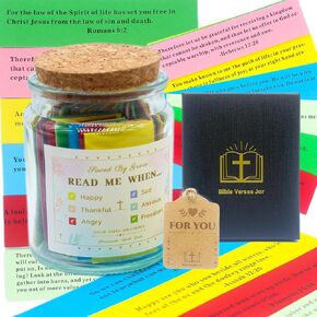 MYGTCIS The Hope Jar, Bible Verses Jar For Emotions And Feelings Scripture Jar Color-Coded Bible Verses in a jar Prayer Jar Blessings Jar Christian Bible Gift (Read Me When)