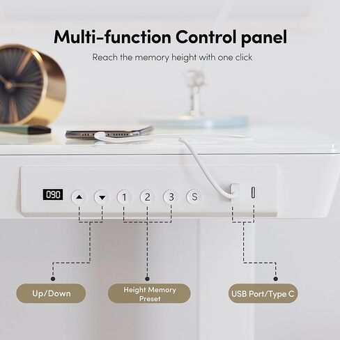 BANTI Electric Standing Desk with Drawers, 48 inch Whole-Piece Glass Desktop, Height Adjustable Stand up Sit Stand Home Office Ergonomic Workstation, Black Tabletop in Kuwait