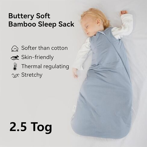 BubblePanda Rayon Made from Bamboo Sleep Sack 0-6 Months 2.5 Tog Soft Warm Quilted Toddler Sleeping Sack 3-6 Months for Infant Newborn Babies 2-Way Zipper Baby Wearable Blanket 0-3 Months in Kuwait