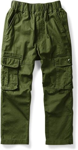 Boys' Pull on Cargo Pants Elastic Waist Casual Cotton Uniform Multi-Pockets Trousers Black Tag 150CM-10-11 Years in Saudi Arabia