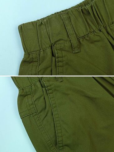 Boys' Pull on Cargo Pants Elastic Waist Casual Cotton Uniform Multi-Pockets Trousers Black Tag 150CM-10-11 Years in Saudi Arabia