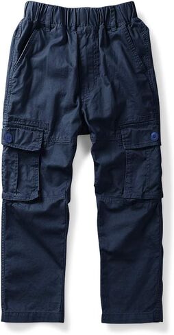 Boys' Pull on Cargo Pants Elastic Waist Casual Cotton Uniform Multi-Pockets Trousers Black Tag 150CM-10-11 Years in Saudi Arabia